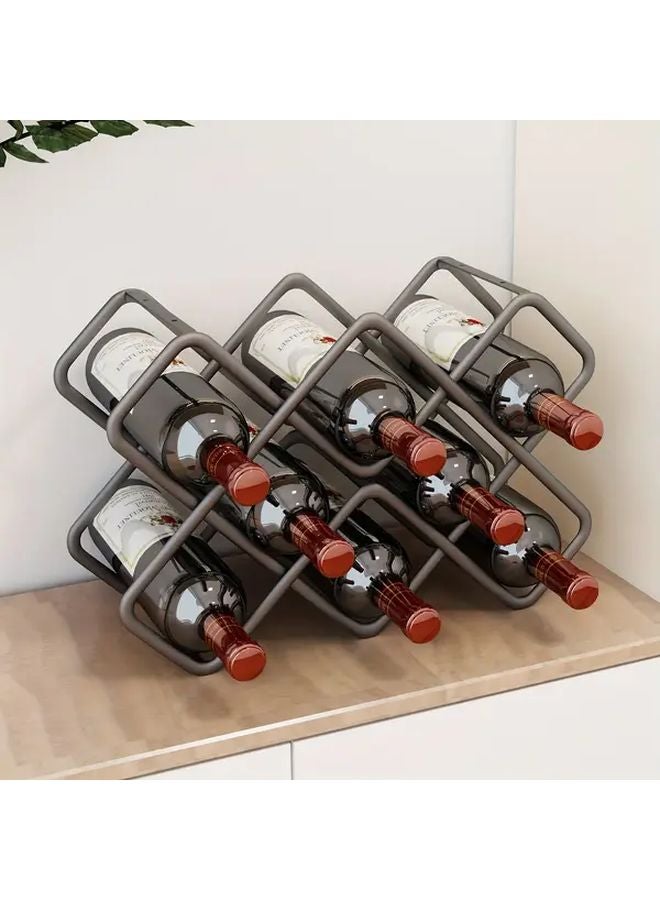 Black 8 Lattice Wine Rack Luxury Home Storage Display Holder For Red Wine Bottles - Image 3